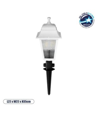 GloboStar® SOLME 203-0223 Vintage Καρφωτό Φωτιστικό Φαναράκι Μονόφωτο 1 x E27 IP44 Λευκό & Διάφανο Πλαστικό - Μ22 x Π22 x Υ35cm